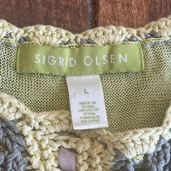 Sigrid Olsen | “Herb Garden” Silk & Cotton Knitted Tank Top in Everglade - Picture 7 of 7